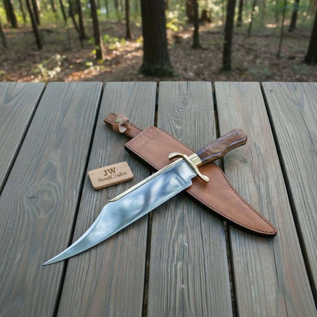 Sheffield Bowie Knife Clip Point Brass Guard Mirror Polish or Damascus Blade handmade Clip Point Bowie Knives by JW SteelCrafts