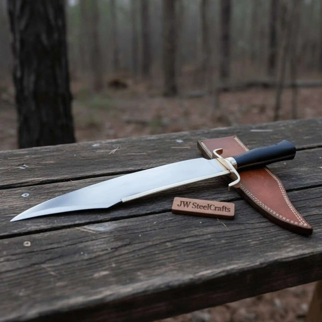 Sheffield Clip Point Bowie Knife Brass Spine Damascus or Polished Blade Exotic Handle handmade Clip Point Bowie Knives by JW SteelCrafts