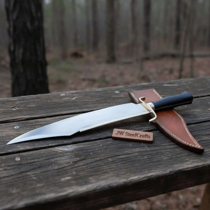 Sheffield Clip Point Bowie Knife Brass Spine Damascus or Polished Blade Exotic Handle handmade Clip Point Bowie Knives by JW SteelCrafts