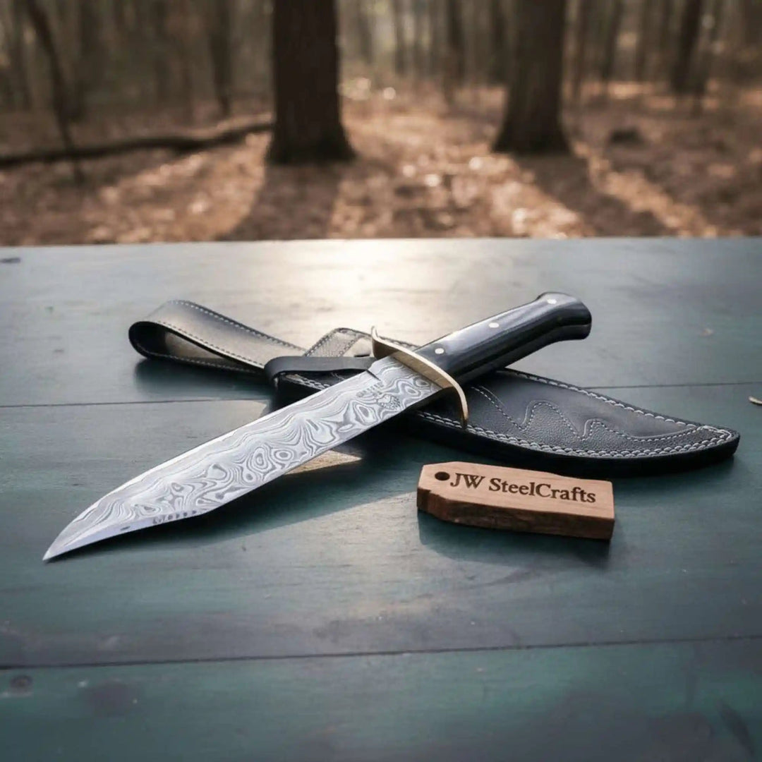 Sheffield Clip Point Bowie Knife Handmade Brass Guard Mirror Polish Blade JW SteelCrafts handmade Clip Point Bowie Knives by JW SteelCrafts