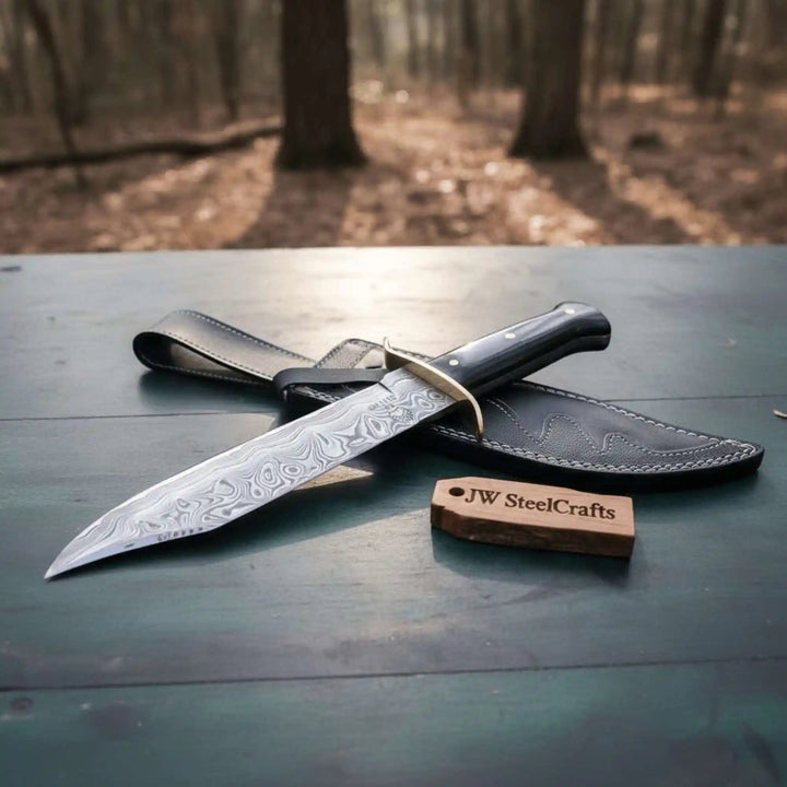Sheffield Clip Point Bowie Knife Handmade Brass Guard Mirror Polish Blade JW SteelCrafts handmade Clip Point Bowie Knives by JW SteelCrafts