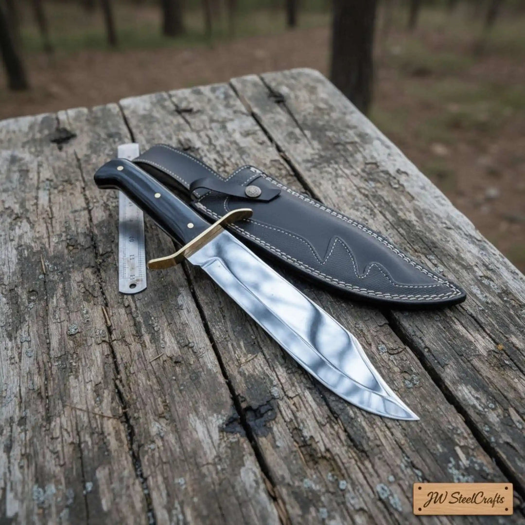 Sheffield Clip Point Bowie Knife Handmade Brass Guard Mirror Polish Blade JW SteelCrafts handmade Clip Point Bowie Knives by JW SteelCrafts