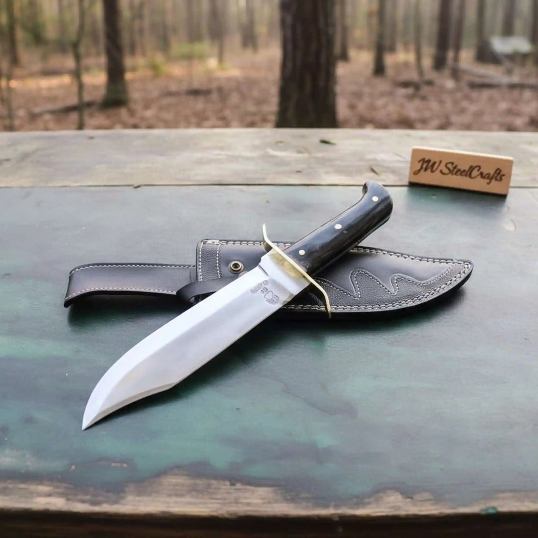 Sheffield Clip Point Bowie Knife Handmade Brass Guard Mirror Polish Blade JW SteelCrafts handmade Clip Point Bowie Knives by JW SteelCrafts