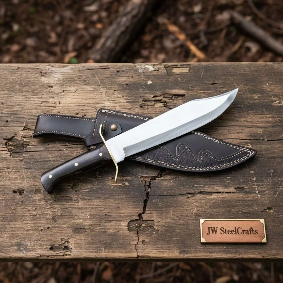 Sheffield Clip Point Bowie Knife Handmade Brass Guard Mirror Polish Blade JW SteelCrafts handmade Clip Point Bowie Knives by JW SteelCrafts