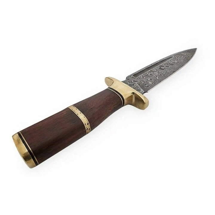 Sheffield Clip Point Damascus Bowie Knife with Hardwood Handle and Brass Guard – Handmade Fixed Blade JW SteelCrafts handmade Clip Point Bowie Knives by JW SteelCrafts