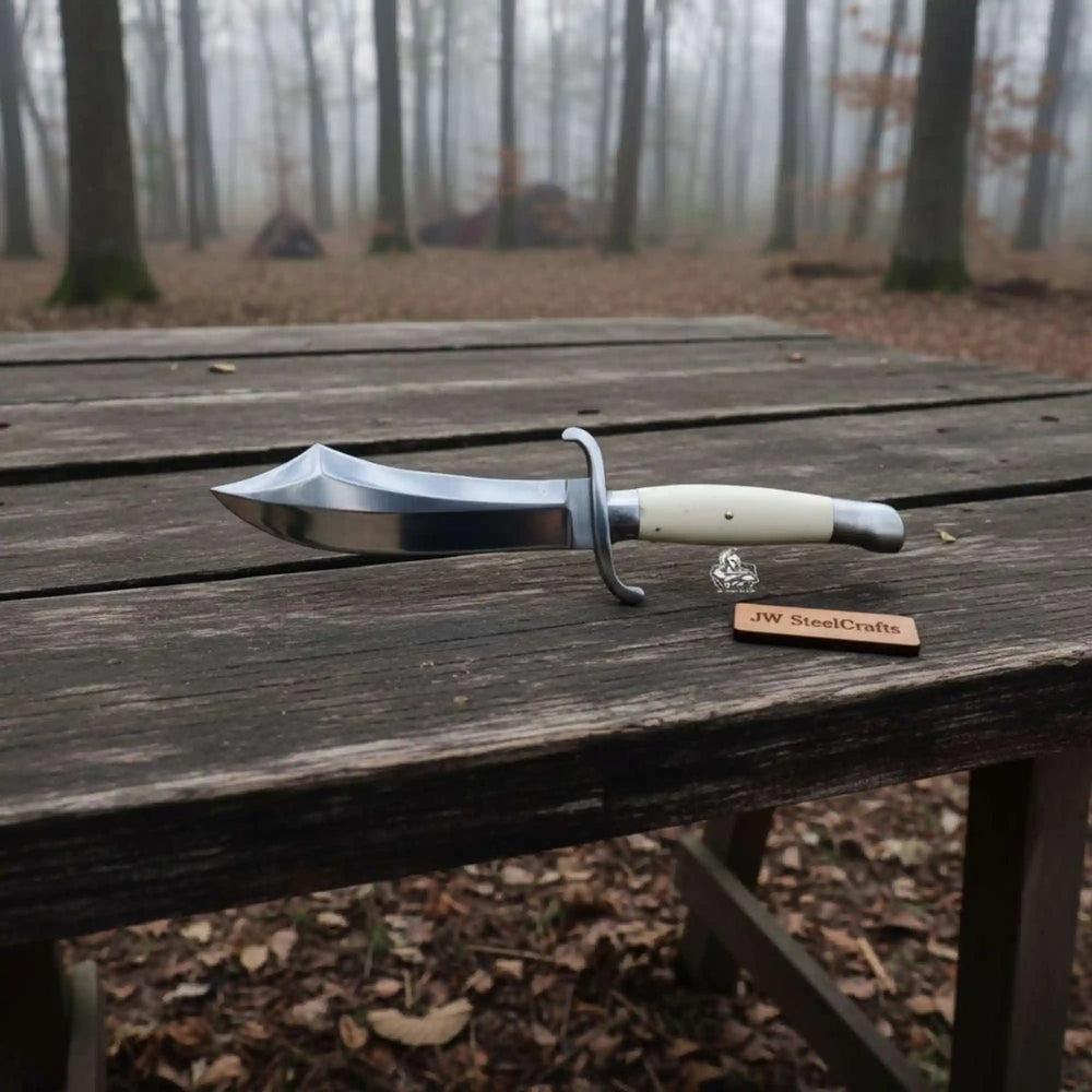 Sheffield Style Bowie Knife High Polished Clip Point Blade Brass Guard Bone Handle Handmade Fixed Blade handmade Clip Point Bowie Knives by JW SteelCrafts