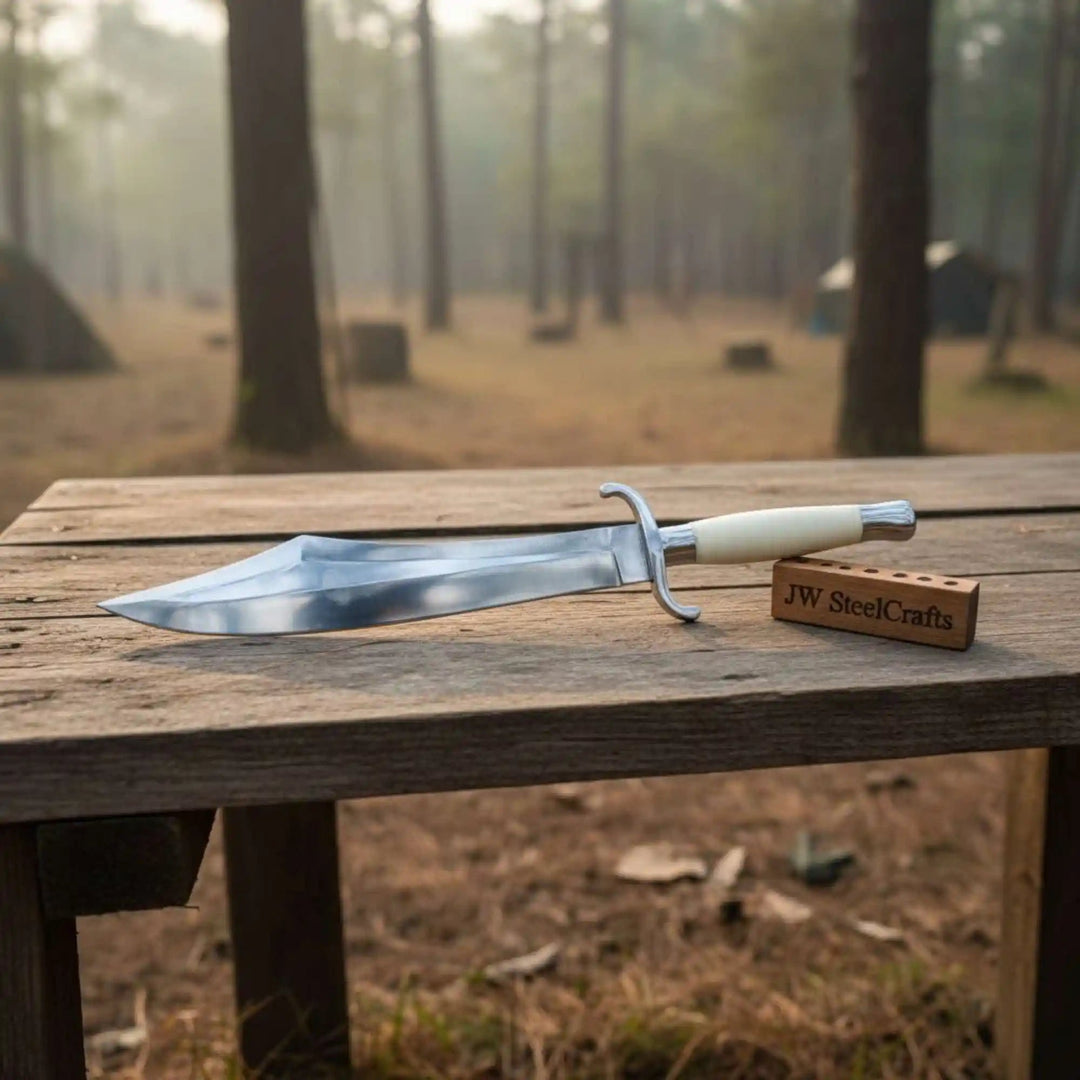 Sheffield Style Bowie Knife High Polished Clip Point Blade Brass Guard Bone Handle Handmade Fixed Blade handmade Clip Point Bowie Knives by JW SteelCrafts