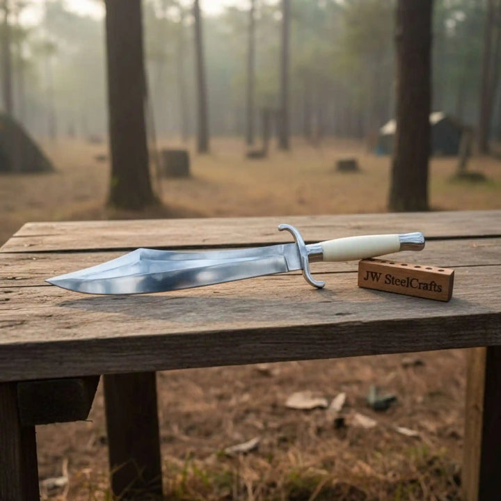 Sheffield Style Bowie Knife High Polished Clip Point Blade Brass Guard Bone Handle Handmade Fixed Blade handmade Clip Point Bowie Knives by JW SteelCrafts