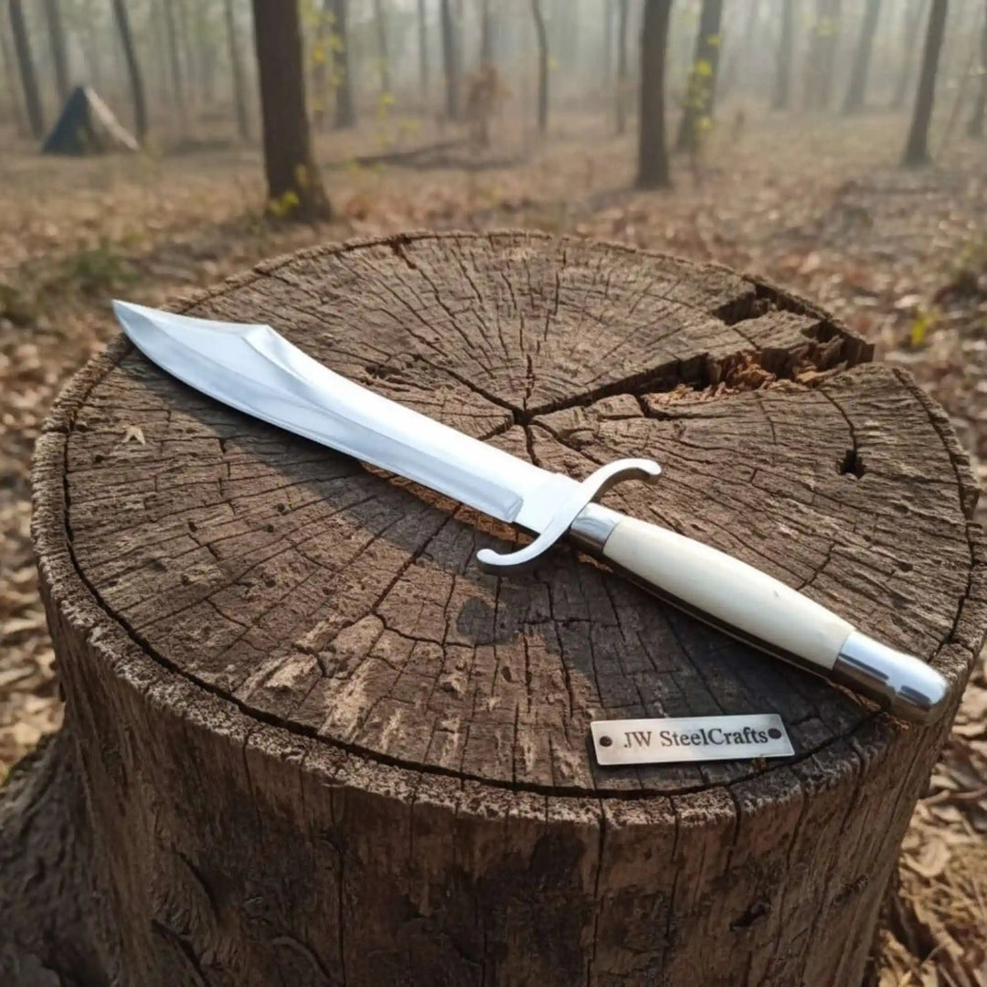 Sheffield Style Bowie Knife High Polished Clip Point Blade Brass Guard Bone Handle Handmade Fixed Blade handmade Clip Point Bowie Knives by JW SteelCrafts
