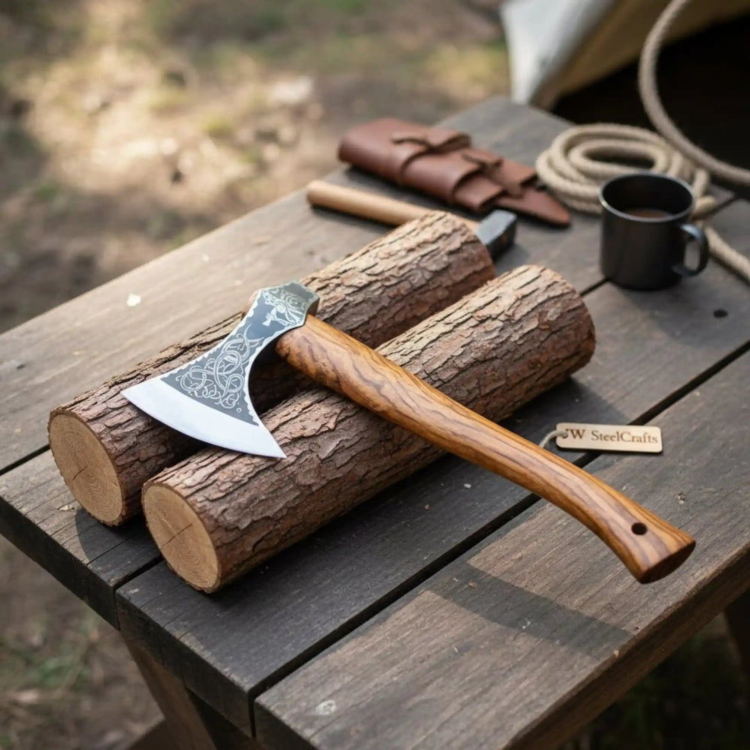 Single - Bit Viking Bearded Axe handmade Handmade Axe by JW SteelCrafts
