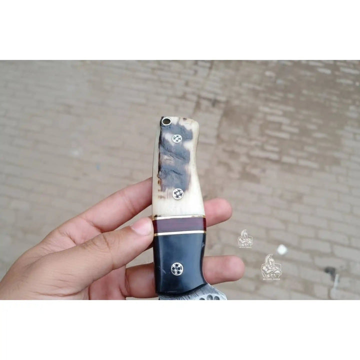 Skinner Knife Damascus Steel Ram Horn Handle 3.5 Inch Blade Hunting Knife handmade skinner knife by JW SteelCrafts