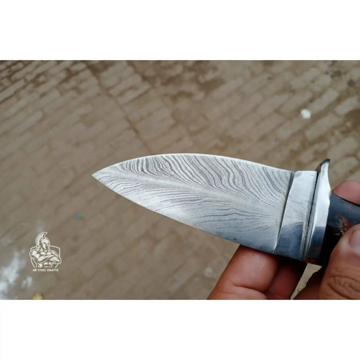 Skinner Knife, Feather Damascus Blade, Resin Handle, Fixed Blade Hunting Knife handmade skinner knife by JW SteelCrafts