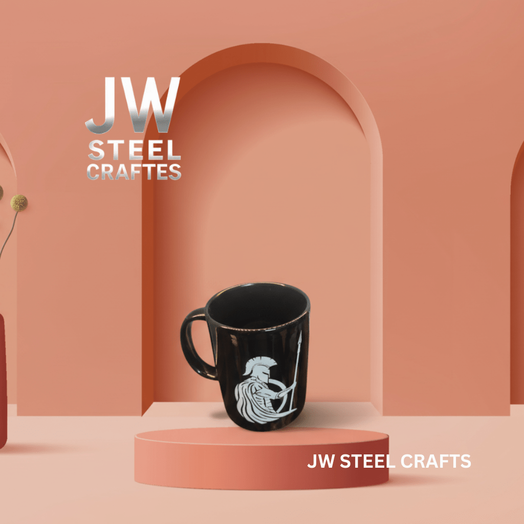 Spartan Warrior Mug | Black Ceramic Coffee Cup | JW SteelCrafts handmade viking mug by JW SteelCrafts