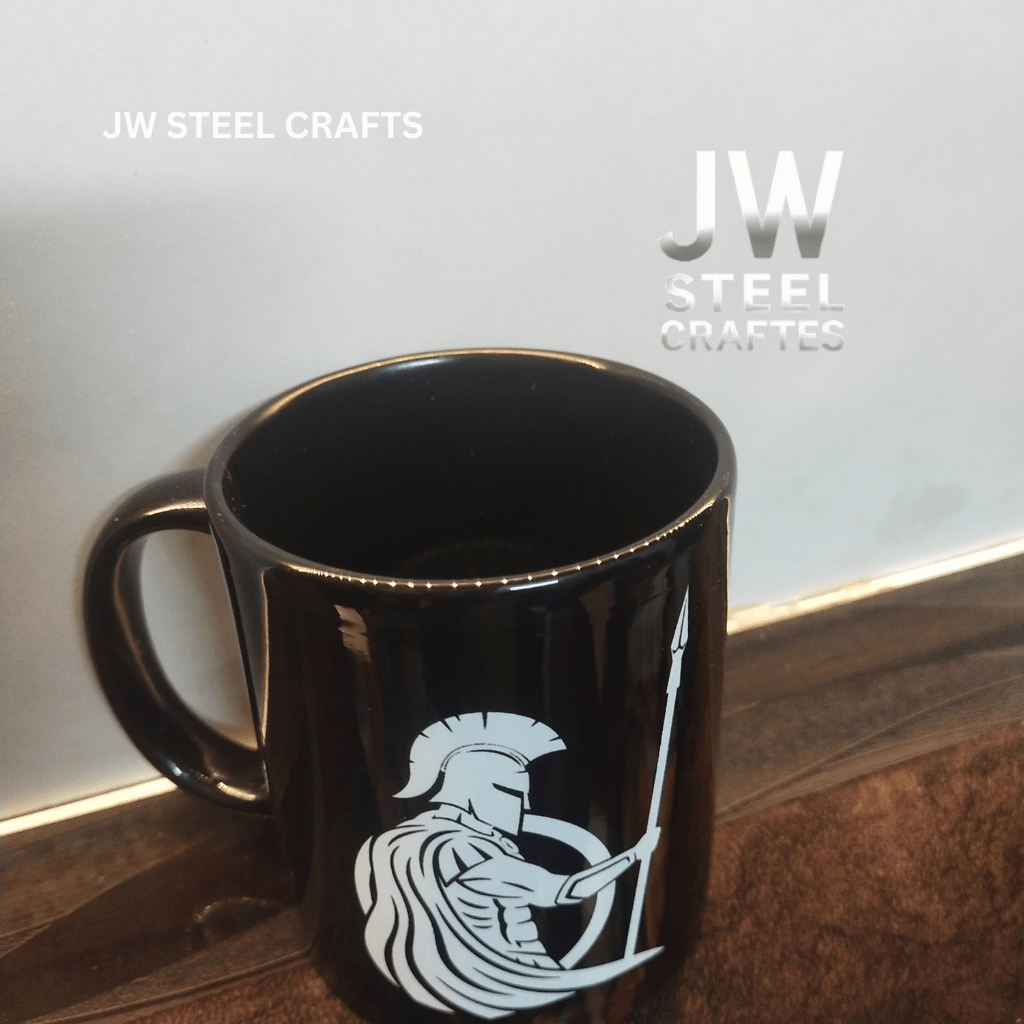 Spartan Warrior Mug | Black Ceramic Coffee Cup | JW SteelCrafts handmade viking mug by JW SteelCrafts