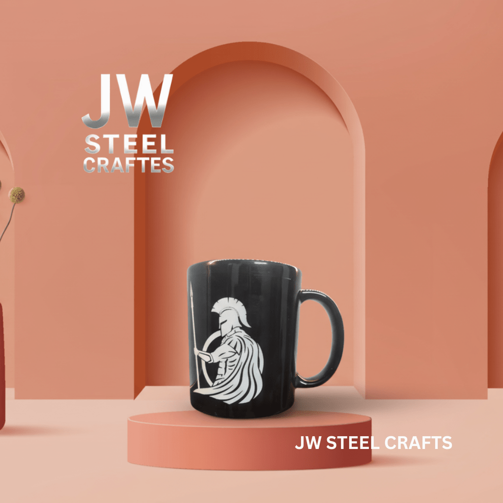 Spartan Warrior Mug | Black Ceramic Coffee Cup | JW SteelCrafts handmade viking mug by JW SteelCrafts