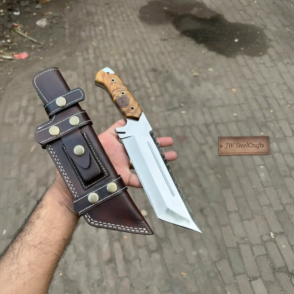 Stainless Steel Tracker Knife with Rosewood Handle | Full Tang Outdoor Knife handmade Handmade Tracker Knives by JW SteelCrafts