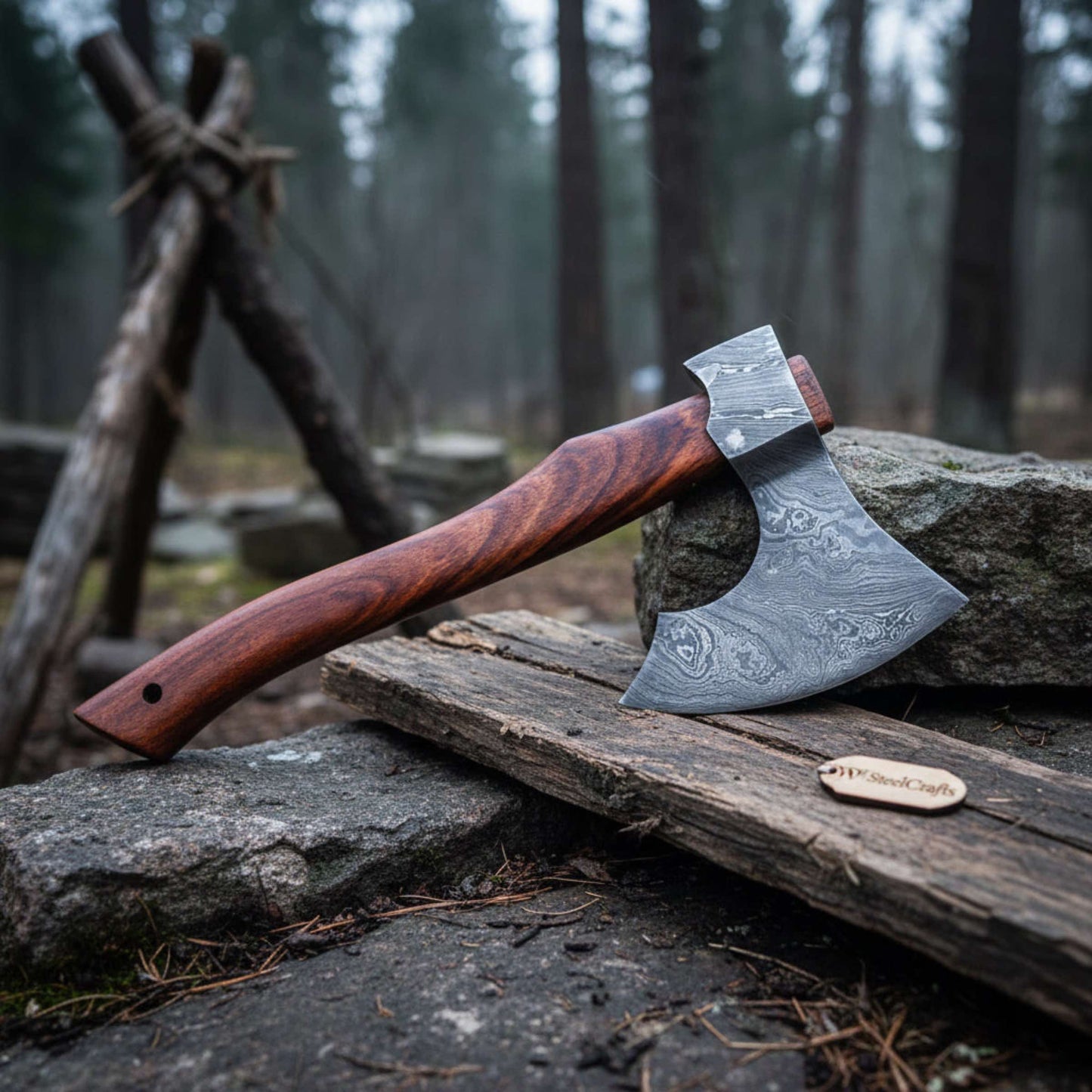 Damascus Steel Axe Viking Axe Hatchet Axe Bearded Axe Tomahawk handmade axe by JW SteelCrafts