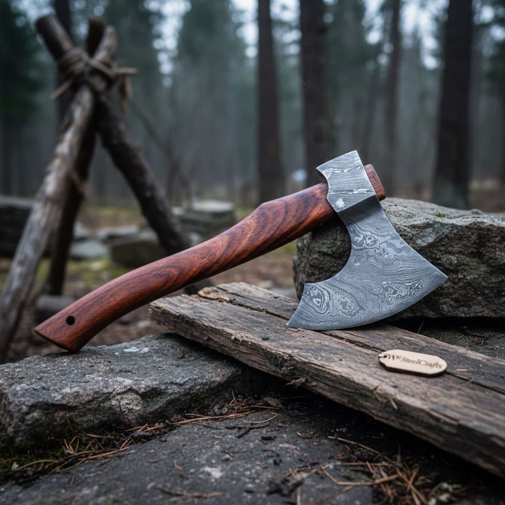 Damascus Steel Axe Viking Axe Hatchet Axe Bearded Axe Tomahawk handmade axe by JW SteelCrafts