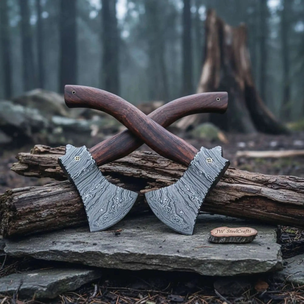 Buy Hollowpine Twin Hatchet Set with HardWood Handles | JW SteelCrafts