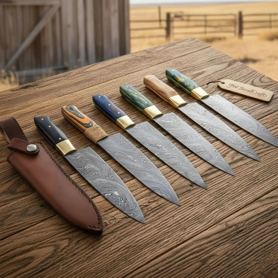 Twisted Damascus Chef Knife Set