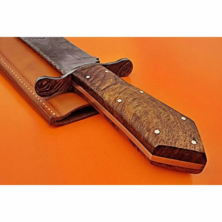 Handmade Victorian Style Bowie Knife with Damascus Steel Blade and Walnut Burl Handle handmade Clip Point Bowie Knives