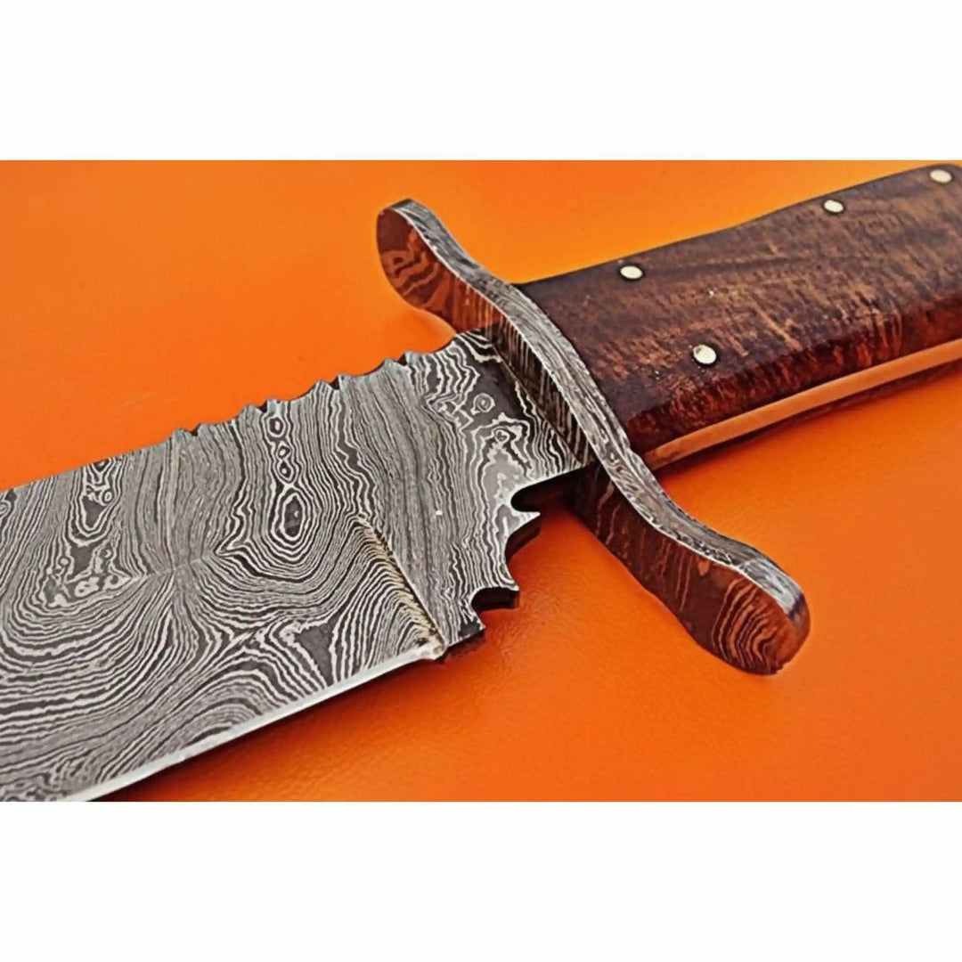 Handmade Victorian Style Bowie Knife with Damascus Steel Blade and Walnut Burl Handle handmade Clip Point Bowie Knives
