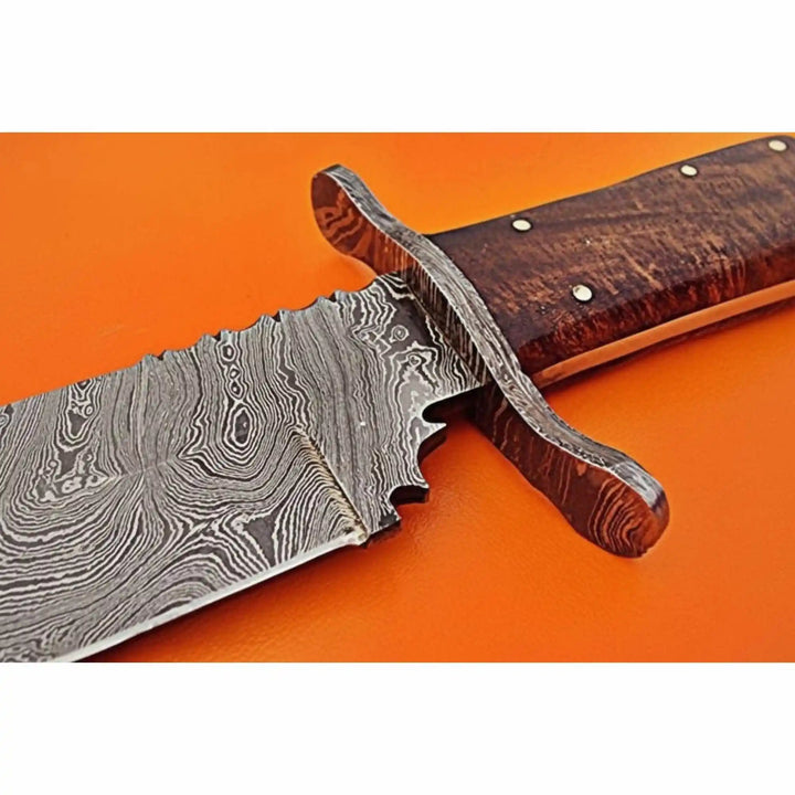 Handmade Victorian Style Bowie Knife with Damascus Steel Blade and Walnut Burl Handle handmade Clip Point Bowie Knives