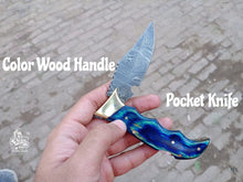 Load image into Gallery viewer, Pocket Knife with Color Wood Handle.