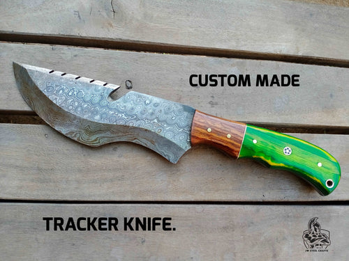 CUSTOM MADE TRACKER KNIFE WITH WOOD HANDLE