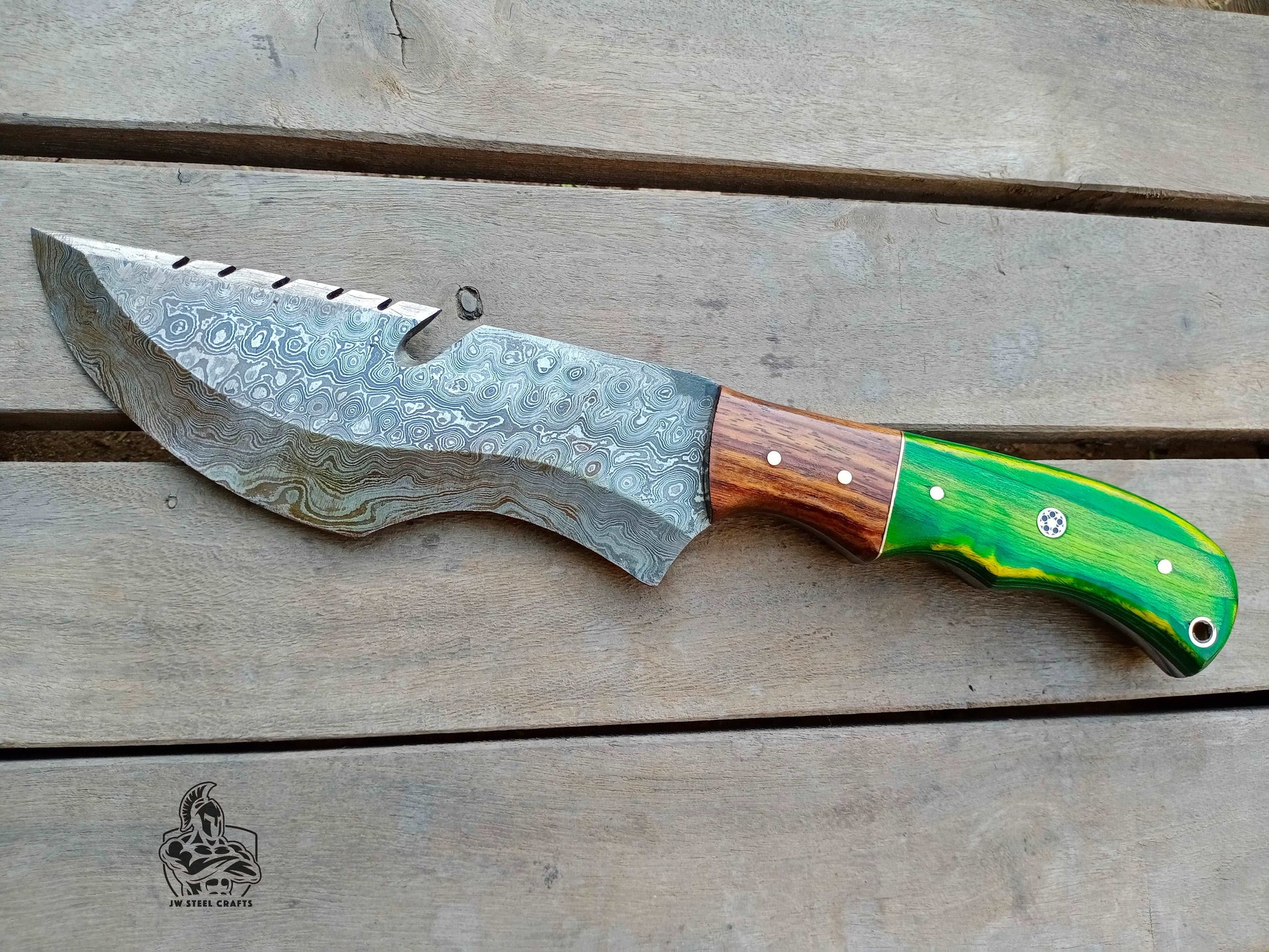 CUSTOM MADE TRACKER KNIFE WITH WOOD HANDLE