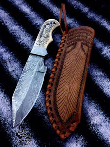 Customized Handmade Hunting knife with scrimshaw handle