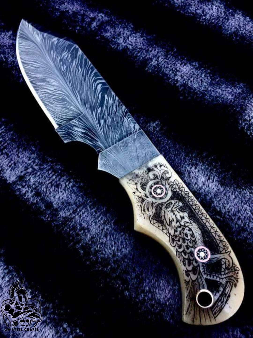 Customized Handmade Hunting knife with scrimshaw handle