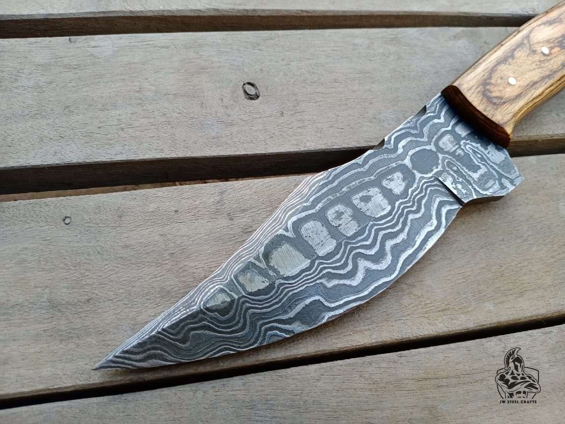 Custom Made Skinner Knife with Premium Wood Handle – Handmade Hunting Blade