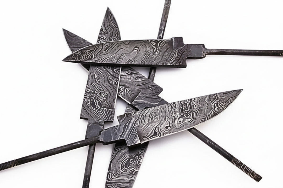 5-Piece Hand Forged Damascus Hunting Knife Blanks Set handmade Knife blank Blades by JW SteelCrafts