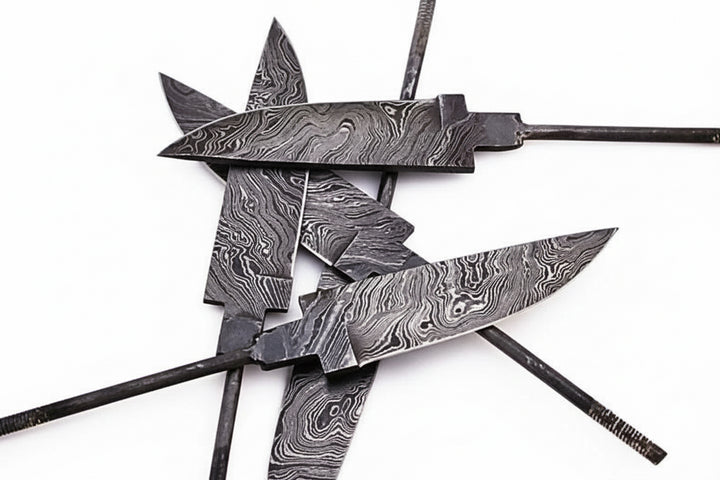 5-Piece Hand Forged Damascus Hunting Knife Blanks Set handmade Knife blank Blades by JW SteelCrafts