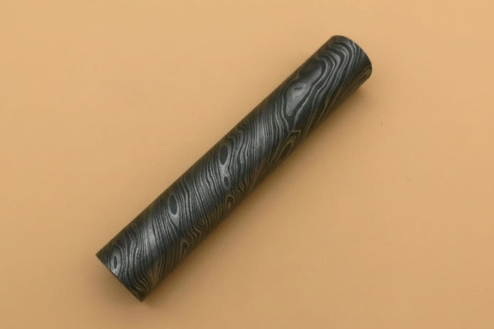 5.5" Long Custom Handmade Damascus Steel Round Rod. 25.5"mm Diameter DE - 0079 handmade by JW SteelCrafts