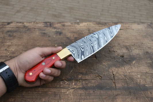 Handmade stainless steel chef knife by JW SteelCrafts.
