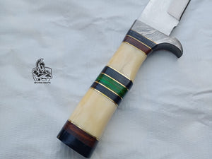 14.5 Inch Custom Bowie Knife | Handmade Damascus Blade & Natural Handle”