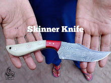 Load image into Gallery viewer, Skinner Knife with Bone and Color Wood Handle
