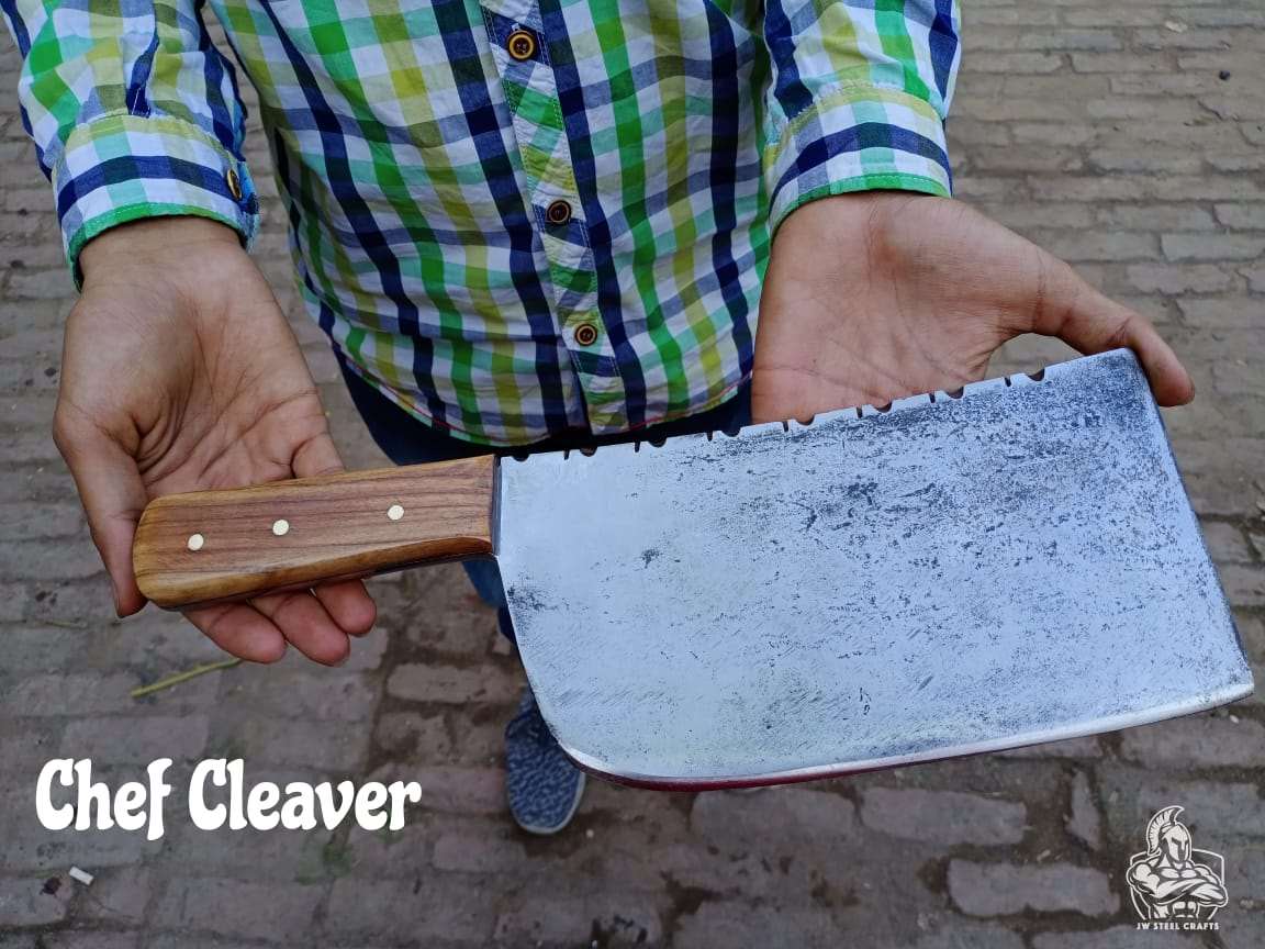 Custom Made Chef Cleaver with Wood handle
