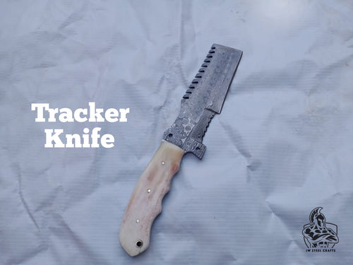 Fixed Blade Custom Made Tracker Knife with Bone Handle