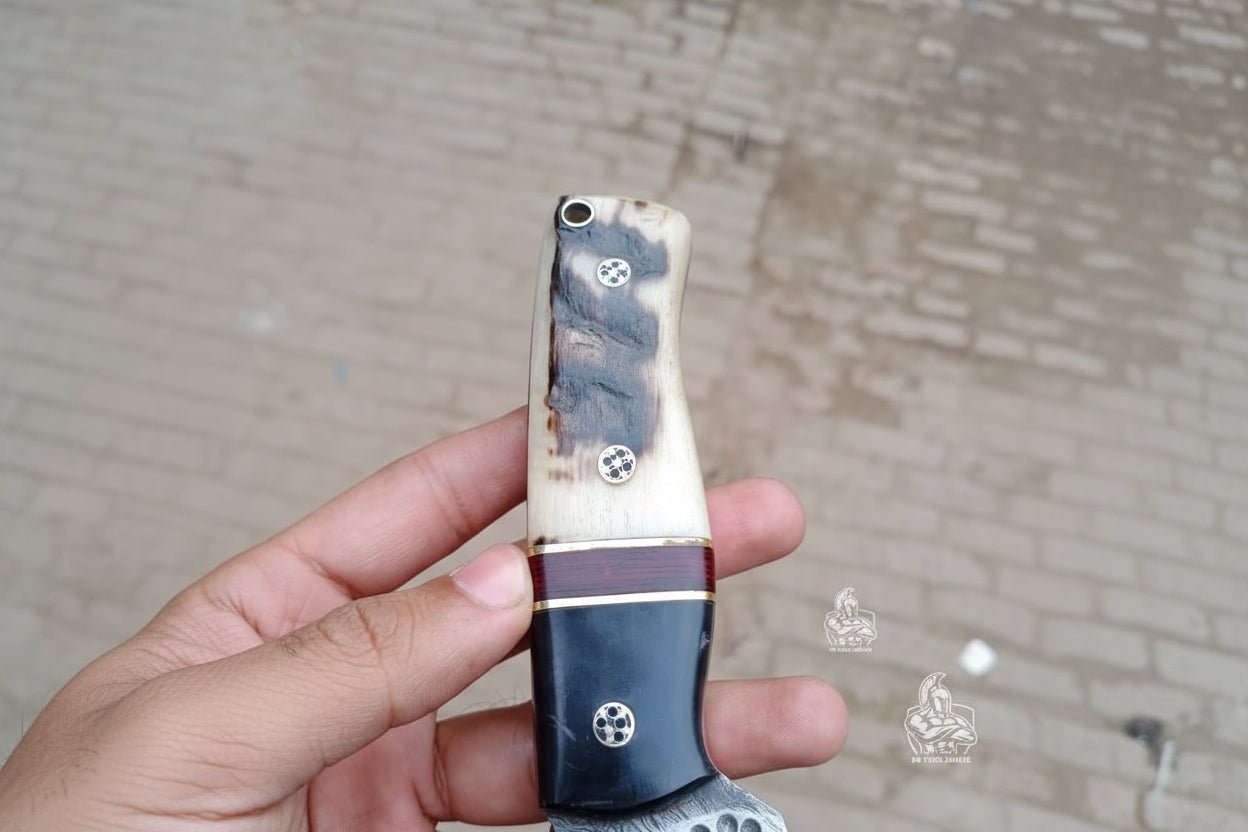 Custom Handmade Skinner with Ram Horn handle. handmade skinner knife by JW SteelCrafts