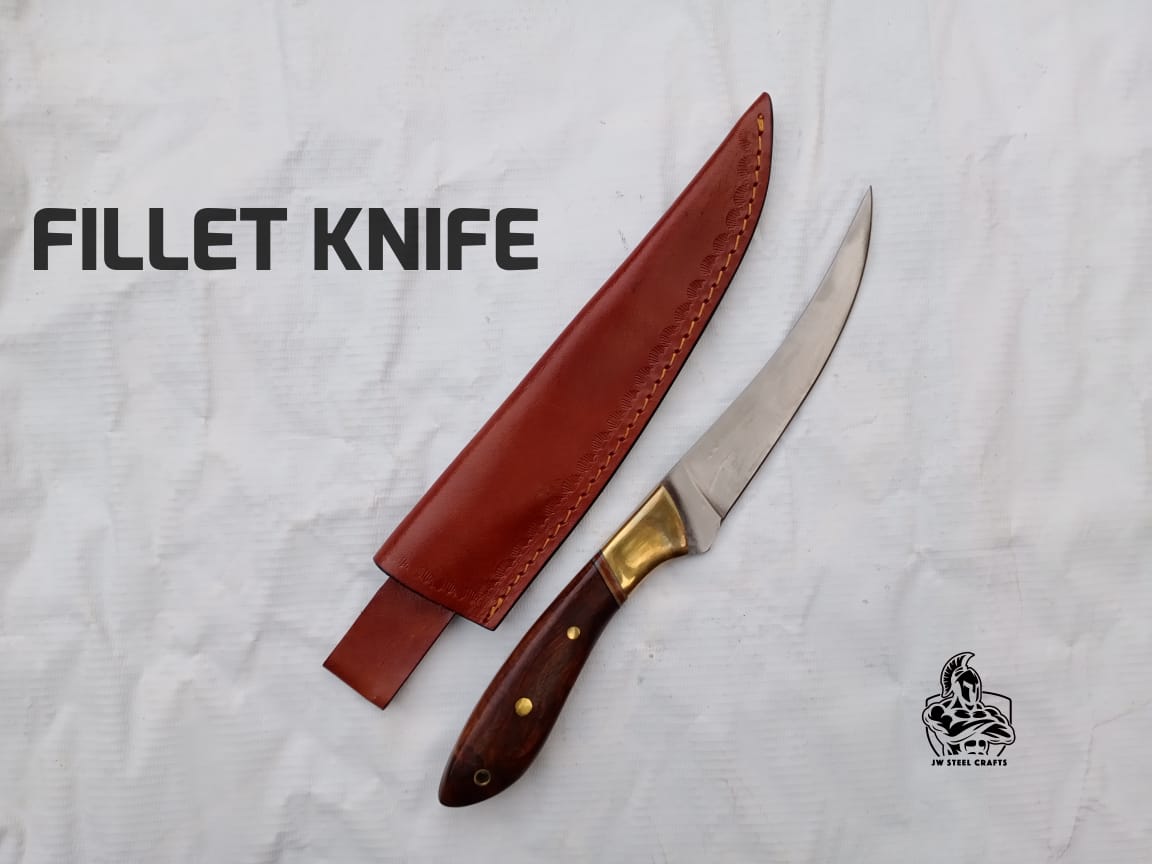 Fillet knife with wood handle