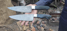 Load image into Gallery viewer, Chef knives set of two with Black Micarta Handle