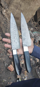 Chef knives set of two with Black Micarta Handle