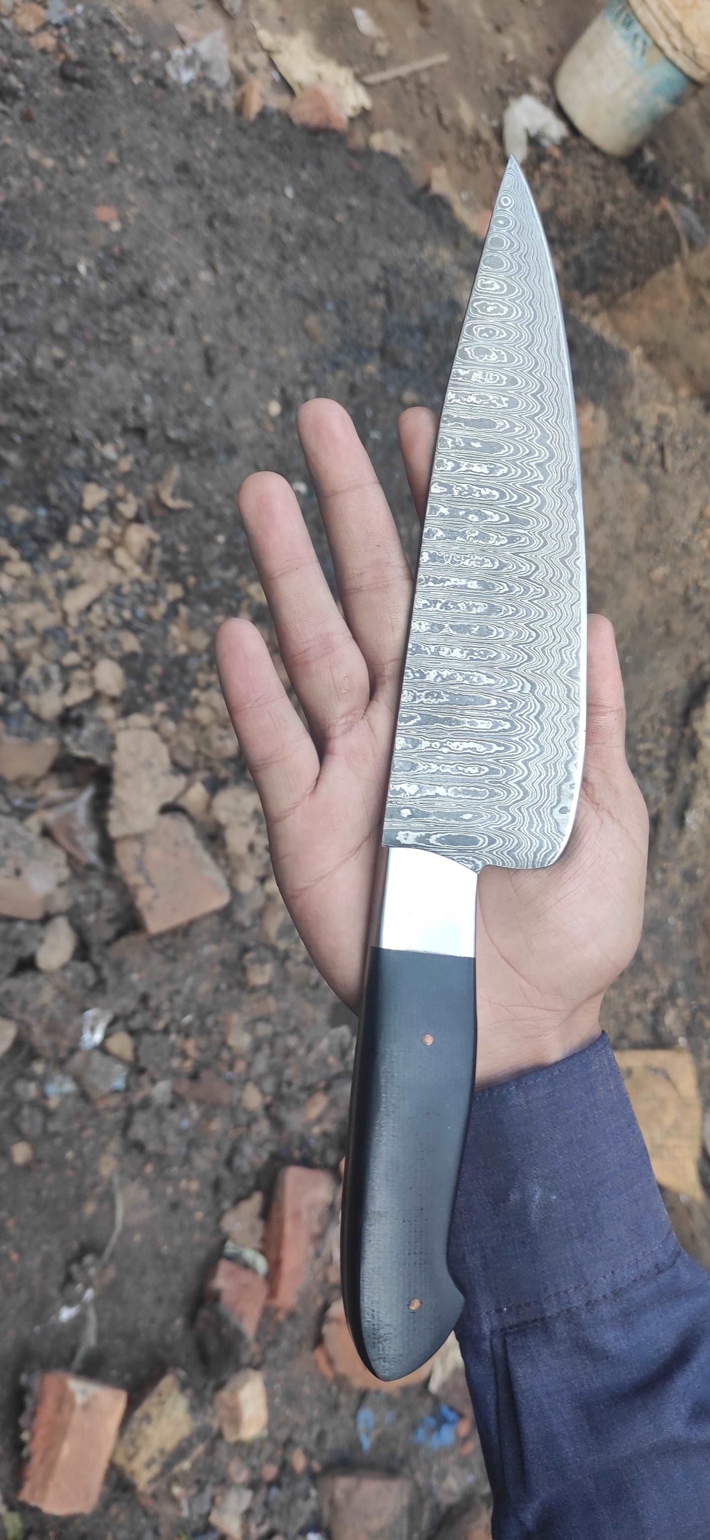Chef knives set of two with Black Micarta Handle
