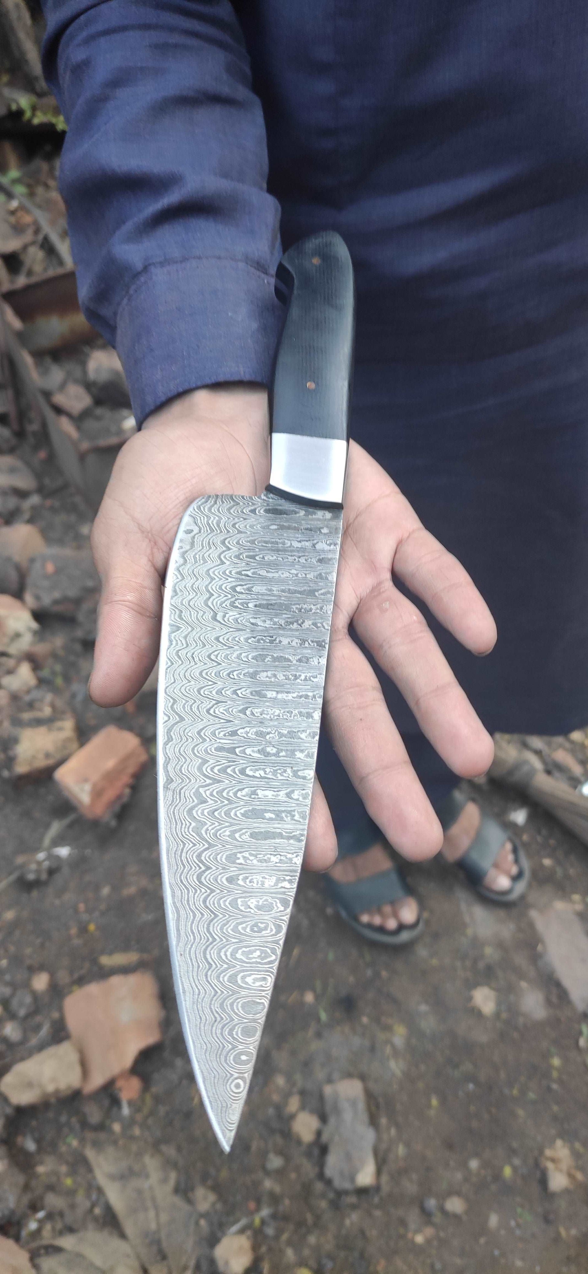 Chef knives set of two with Black Micarta Handle