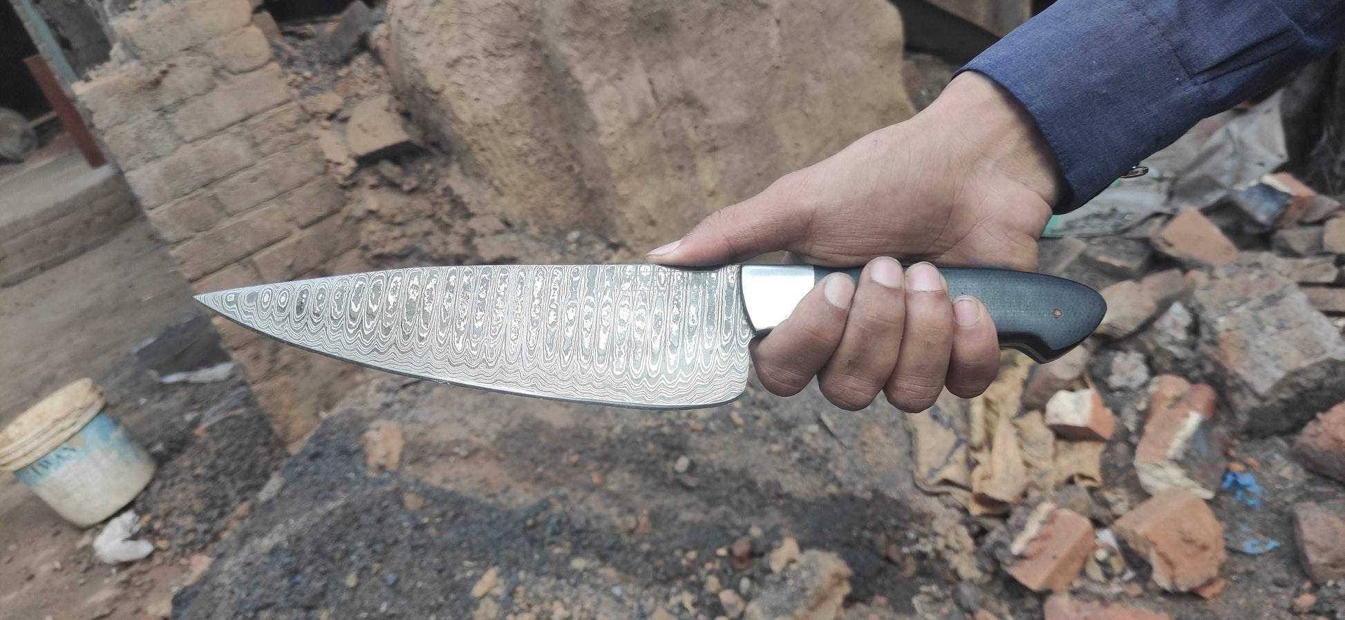 Chef knives set of two with Black Micarta Handle