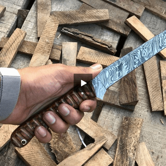 Custom Handmade Damascus Steel Fillet Knife Twist Pattern Handle Hard Wood Default Title