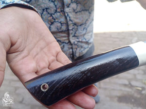 Pattern Welded knife with wood handle